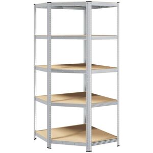 vidaXL Hoekplank met plank Zilver 90 x 90 x 198 cm Bewerkt hout vidaXL Hoekplank met plank Zilver 90 x 90 x 198 cm Bewerkt hout