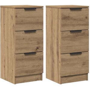 vidaXL Dressoirs 2 st 30x30x70 cm bewerkt hout artisanaal eikenkleur vidaXL Dressoirs 2 st 30x30x70 cm bewerkt hout artisanaal eikenkleur