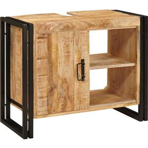vidaXL Wastafelkast met plank Bruin 71 x 33 x 58 cm Massief Mango Hout vidaXL Wastafelkast met plank Bruin 71 x 33 x 58 cm Massief Mango Hout