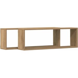 vidaXL Wandplanken met plank 2 pcs Ambachtelijk Eiken 80 x 15 x 26 cm vidaXL Wandplanken met plank 2 pcs Ambachtelijk Eiken 80 x 15 x 26 cm