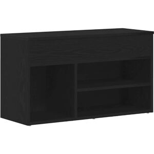 vidaXL Schoenenbank met plank Zwart Eiken 80 x 30 x 45 cm Bewerkt hout vidaXL Schoenenbank met plank Zwart Eiken 80 x 30 x 45 cm Bewerkt hout
