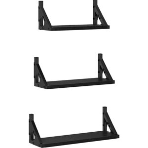 vidaXL Wandplank Wandgemonteerd met opslag 3 pcs Zwart Eiken vidaXL Wandplank Wandgemonteerd met opslag 3 pcs Zwart Eiken