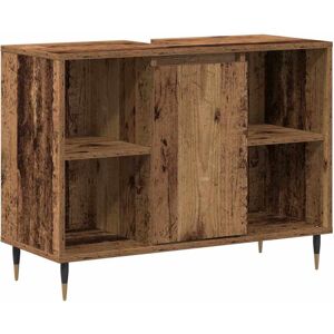 vidaXL Badkamerkast met plank Oud Hout 80 x 33 x 60 cm Bewerkt hout vidaXL Badkamerkast met plank Oud Hout 80 x 33 x 60 cm Bewerkt hout