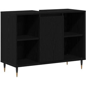 vidaXL Badkamerkast met plank Zwart 80 x 33 x 60 cm Bewerkt hout vidaXL Badkamerkast met plank Zwart 80 x 33 x 60 cm Bewerkt hout