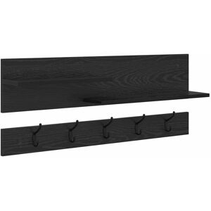 vidaXL Wandgemonteerde kapstok met plank Zwart Eiken 90 x 15 x 36 cm vidaXL Wandgemonteerde kapstok met plank Zwart Eiken 90 x 15 x 36 cm