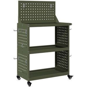 vidaXL Gereedschapswagen met plank Olijf Groen 65 x 35 x 111 cm vidaXL Gereedschapswagen met plank Olijf Groen 65 x 35 x 111 cm