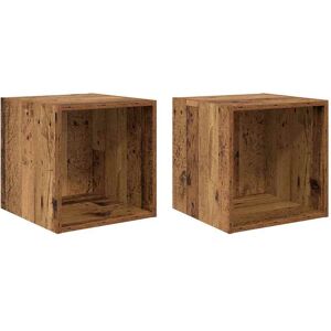 vidaXL Wandkast met plank 2 pcs Oudhout 37 x 37 x 37 cm Bewerkt hout vidaXL Wandkast met plank 2 pcs Oudhout 37 x 37 x 37 cm Bewerkt hout