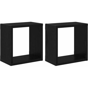 vidaXL Wandplanken met plank met opslag 2 pcs Zwart Eiken Bewerkt hout vidaXL Wandplanken met plank met opslag 2 pcs Zwart Eiken Bewerkt hout