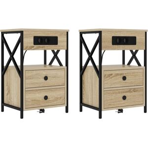 vidaXL Nachtkastje 2 pcs Sonoma Eik 40 x 31 x 60 cm Bewerkt hout vidaXL Nachtkastje 2 pcs Sonoma Eik 40 x 31 x 60 cm Bewerkt hout