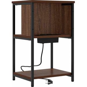 vidaXL Nachtkastje met plank Bruin Eiken 40 x 40 x 61 cm Bewerkt hout vidaXL Nachtkastje met plank Bruin Eiken 40 x 40 x 61 cm Bewerkt hout