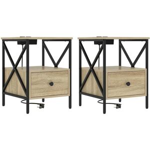 vidaXL Nachtkastje 2 pcs Sonoma Eik 41,5 x 40,5 x 55 cm Bewerkt hout vidaXL Nachtkastje 2 pcs Sonoma Eik 41,5 x 40,5 x 55 cm Bewerkt hout
