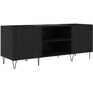 vidaXL Platenkast met plank met opslag Zwart Eiken 121 x 38 x 48 cm vidaXL Platenkast met plank met opslag Zwart Eiken 121 x 38 x 48 cm