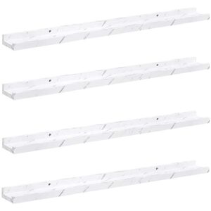 vidaXL Wandplank met plank 4 pcs Wit Marmer 80 x 9 x 3 cm Bewerkt hout vidaXL Wandplank met plank 4 pcs Wit Marmer 80 x 9 x 3 cm Bewerkt hout