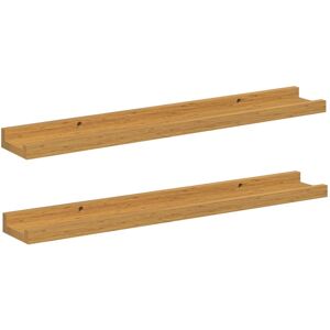 vidaXL Wandplank met plank 2 pcs Beige 60 x 9 x 3 cm Bewerkt hout vidaXL Wandplank met plank 2 pcs Beige 60 x 9 x 3 cm Bewerkt hout