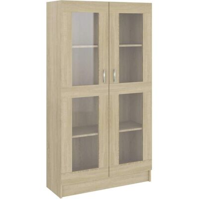 vidaXL Vitrinekast 82,5x30,5x150 cm bewerkt hout sonoma eikenkleurig vidaXL Vitrinekast 82,5x30,5x150 cm bewerkt hout sonoma eikenkleurig