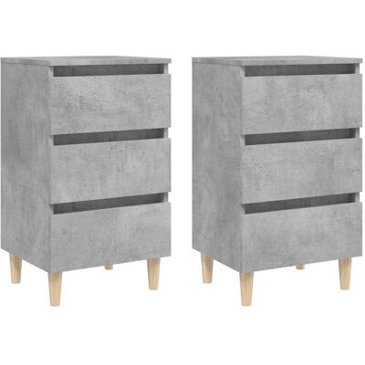 vidaXL Nachtkastjes 2 st met houten poten 40x35x69 cm betongrijs vidaXL Nachtkastjes 2 st met houten poten 40x35x69 cm betongrijs