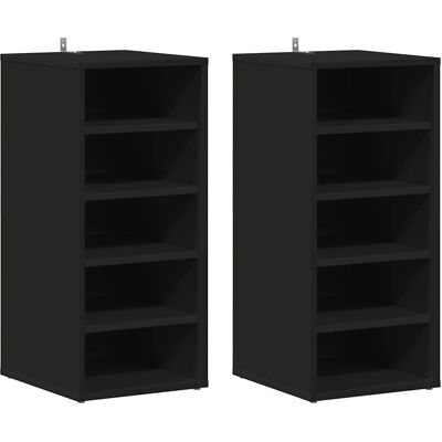 vidaXL Schoenenkasten 2 st 31,5x35x70 cm bewerkt hout zwart vidaXL Schoenenkasten 2 st 31,5x35x70 cm bewerkt hout zwart
