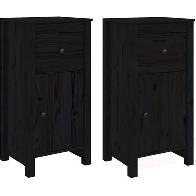vidaXL Dressoirs 2 st 40x35x80 cm massief grenenhout zwart vidaXL Dressoirs 2 st 40x35x80 cm massief grenenhout zwart