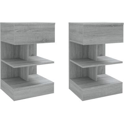 vidaXL Nachtkastjes 2 st 40x35x65 cm bewerkt hout grijs sonoma eiken vidaXL Nachtkastjes 2 st 40x35x65 cm bewerkt hout grijs sonoma eiken