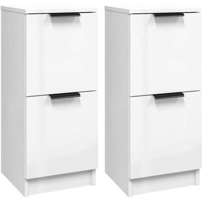 vidaXL Dressoirs 2 st 30x30x70 cm bewerkt hout hoogglans wit vidaXL Dressoirs 2 st 30x30x70 cm bewerkt hout hoogglans wit