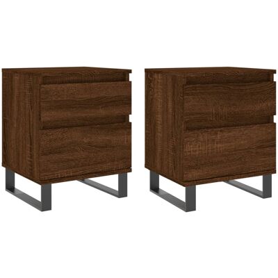 vidaXL Nachtkastjes 2 st 40x35x50 cm bewerkt hout bruin eikenkleur vidaXL Nachtkastjes 2 st 40x35x50 cm bewerkt hout bruin eikenkleur