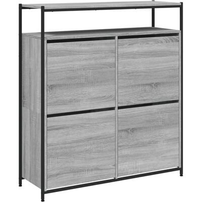 vidaXL Schoenenkast met 4 klaplades 100x34x112 cm grijs sonoma eiken vidaXL Schoenenkast met 4 klaplades 100x34x112 cm grijs sonoma eiken