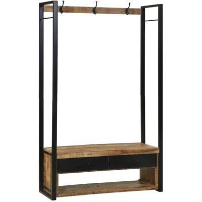 vidaXL Kledingrek met lade Bruin 110 x 40 x 179 cm Massief mangohout vidaXL Kledingrek met lade Bruin 110 x 40 x 179 cm Massief mangohout