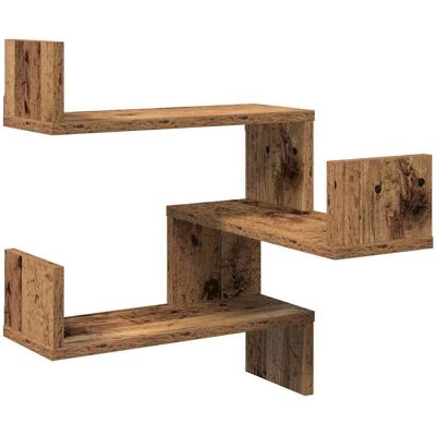 vidaXL Hoekwandschappen 2 st 40x40x49,5 cm bewerkt hout oud houtkleur vidaXL Hoekwandschappen 2 st 40x40x49,5 cm bewerkt hout oud houtkleur