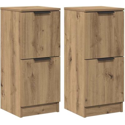 vidaXL Dressoirs 2 st 30x30x70 cm bewerkt hout artisanaal eikenkleur vidaXL Dressoirs 2 st 30x30x70 cm bewerkt hout artisanaal eikenkleur