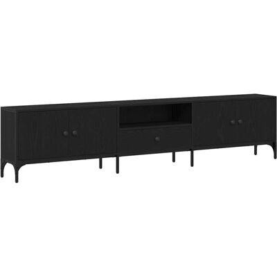 vidaXL TV Kast 200 x 25 x 44 cm Zwart eiken Bewerkt hout vidaXL TV Kast 200 x 25 x 44 cm Zwart eiken Bewerkt hout