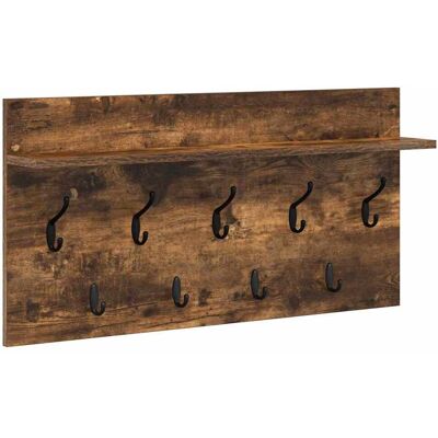 vidaXL Wandgemonteerde kapstok Muurmontage Rook Eiken 80 x 40 x 12 cm vidaXL Wandgemonteerde kapstok Muurmontage Rook Eiken 80 x 40 x 12 cm