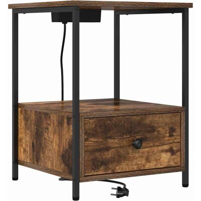 vidaXL Nachtkastje Rook Eiken 42 x 41 x 56 cm Bewerkt hout vidaXL Nachtkastje Rook Eiken 42 x 41 x 56 cm Bewerkt hout