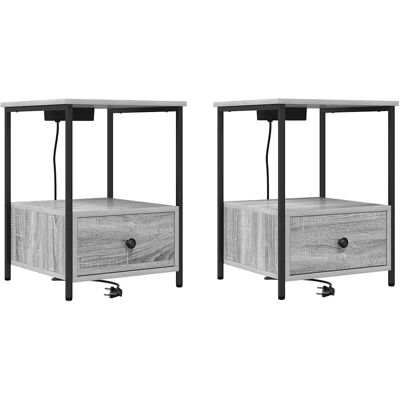 vidaXL Nachtkastje 2 st Grijs Sonoma 42 x 41 x 56 cm Bewerkt hout vidaXL Nachtkastje 2 st Grijs Sonoma 42 x 41 x 56 cm Bewerkt hout