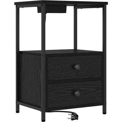 vidaXL Nachtkastje Zwart Eiken 40 x 31 x 60 cm Bewerkt hout vidaXL Nachtkastje Zwart Eiken 40 x 31 x 60 cm Bewerkt hout