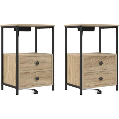 vidaXL Nachtkastje 2 st Sonoma Eik 40 x 31 x 60 cm Bewerkt hout vidaXL Nachtkastje 2 st Sonoma Eik 40 x 31 x 60 cm Bewerkt hout