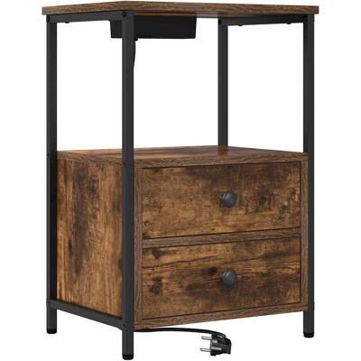 vidaXL Nachtkastje Rook Eiken 40 x 31 x 60 cm Bewerkt hout vidaXL Nachtkastje Rook Eiken 40 x 31 x 60 cm Bewerkt hout