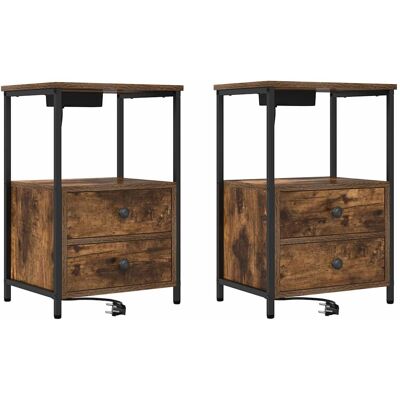vidaXL Nachtkastje 2 st Rook Eiken 40 x 31 x 60 cm Bewerkt hout vidaXL Nachtkastje 2 st Rook Eiken 40 x 31 x 60 cm Bewerkt hout