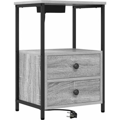 vidaXL Nachtkastje Grijs Sonoma 40 x 31 x 60 cm Bewerkt hout vidaXL Nachtkastje Grijs Sonoma 40 x 31 x 60 cm Bewerkt hout