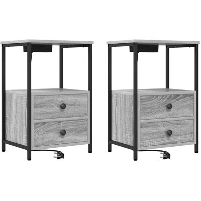 vidaXL Nachtkastje 2 st Grijs Sonoma 40 x 31 x 60 cm Bewerkt hout vidaXL Nachtkastje 2 st Grijs Sonoma 40 x 31 x 60 cm Bewerkt hout