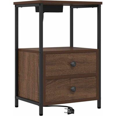 vidaXL Nachtkastje Bruin Eiken 40 x 31 x 60 cm Bewerkt hout vidaXL Nachtkastje Bruin Eiken 40 x 31 x 60 cm Bewerkt hout