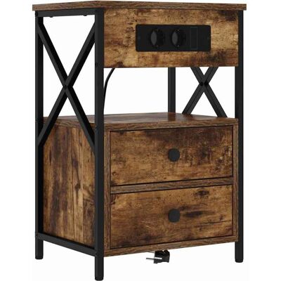 vidaXL Nachtkastje Rook Eiken 40 x 31 x 60 cm Bewerkt hout vidaXL Nachtkastje Rook Eiken 40 x 31 x 60 cm Bewerkt hout