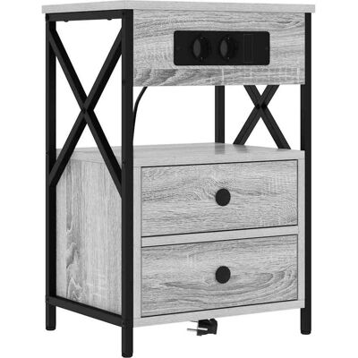 vidaXL Nachtkastje Grijs Sonoma 40 x 31 x 60 cm Bewerkt hout vidaXL Nachtkastje Grijs Sonoma 40 x 31 x 60 cm Bewerkt hout