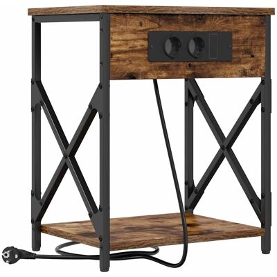 vidaXL Nachtkastje Rook Eiken 41 x 31 x 51 cm Bewerkt hout vidaXL Nachtkastje Rook Eiken 41 x 31 x 51 cm Bewerkt hout