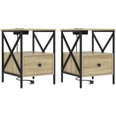 vidaXL Nachtkastje 2 st Sonoma Eik 41,5 x 40,5 x 55 cm Bewerkt hout vidaXL Nachtkastje 2 st Sonoma Eik 41,5 x 40,5 x 55 cm Bewerkt hout