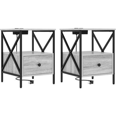 vidaXL Nachtkastje 2 st Grijs Sonoma 41,5 x 40,5 x 55 cm Bewerkt hout vidaXL Nachtkastje 2 st Grijs Sonoma 41,5 x 40,5 x 55 cm Bewerkt hout