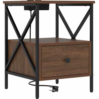 vidaXL Nachtkastje Bruin Eiken 41,5 x 40,5 x 55 cm Bewerkt hout vidaXL Nachtkastje Bruin Eiken 41,5 x 40,5 x 55 cm Bewerkt hout