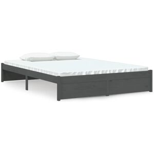 vidaXL Bedframe massief hout grijs 140x190 cm vidaXL Bedframe massief hout grijs 140x190 cm