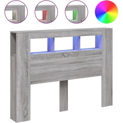 vidaXL Hoofdeinde met LED 140x18,5x103,5 cm bewerkt hout grijs sonoma vidaXL Hoofdeinde met LED 140x18,5x103,5 cm bewerkt hout grijs sonoma