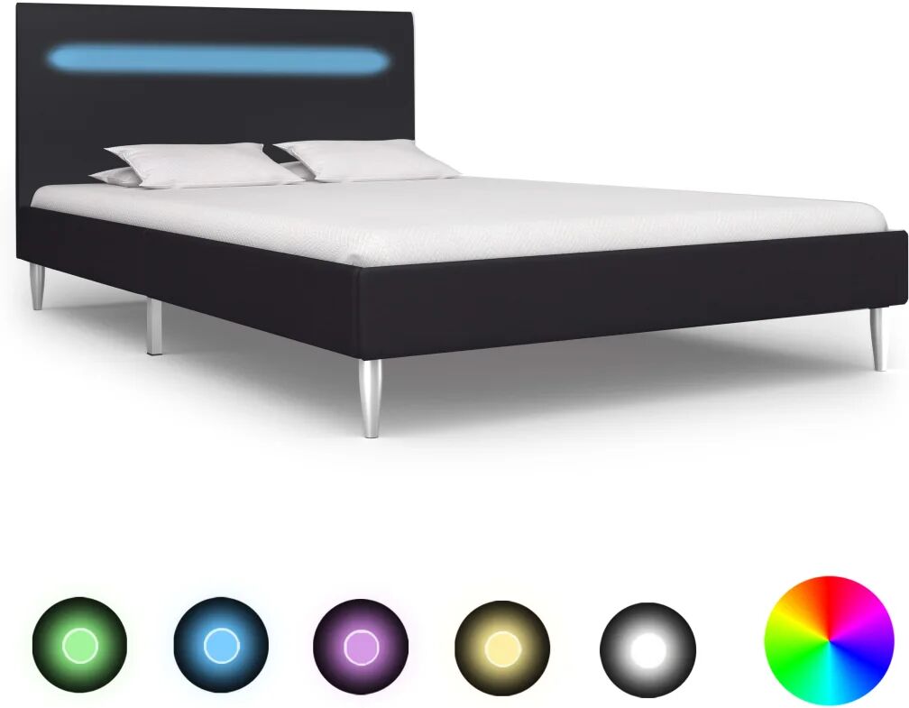 vidaXL Bedframe met LED stof zwart 120x200 cm