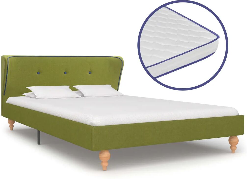 vidaXL Bed met traagschuim matras stof groen 120x200 cm